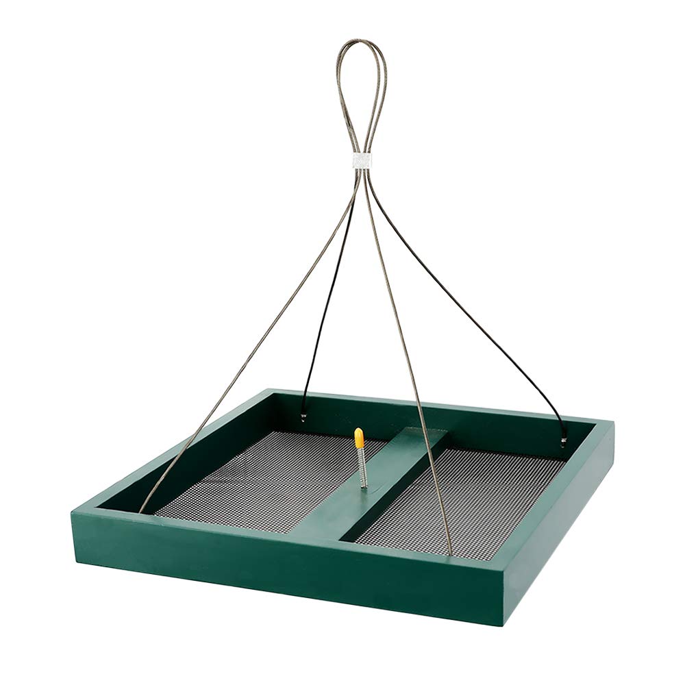 Solution4Patio Garden Platform Wild Bird Feeder for Outside, Large Hanging Mesh Tray Chipmunks/Squirrel Feeder, Maximum Bird Viewing, Large Capacity, Easy to Clean & Refill, B116A00