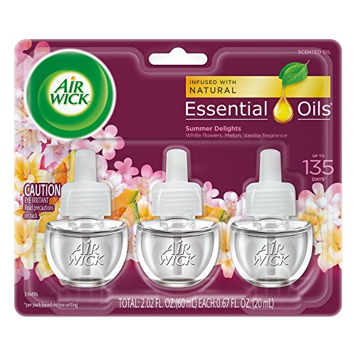 plug in Scented Oil 3 Refills, Summer Delights, (3x0.67oz), Essential Oils, Air Freshener