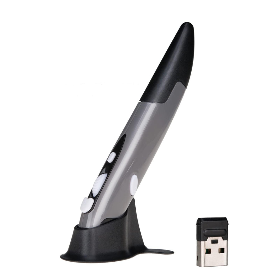 Wireless Optical Pocket Pen Mouse, 2.4GHZ USB Wireless Optical Pen Mouse 800/1200/1600 DPI Adjustable Handwriting Mini Air Mouse Mice for PC Laptop Notebook Computer Mac (Grey)