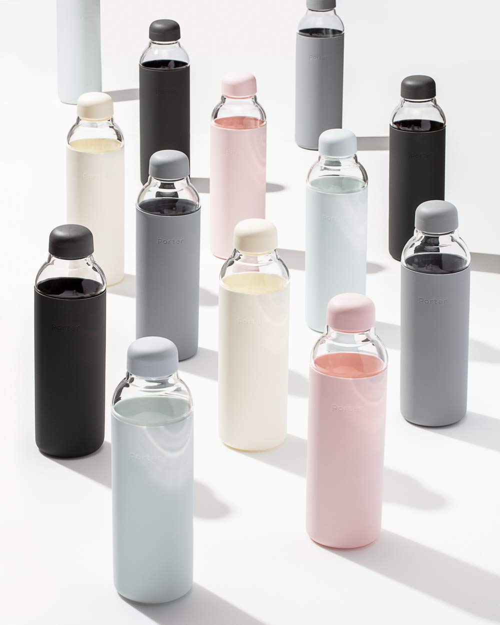 W&P Porter Glass Water Bottle w/ Protective Silicone Sleeve | Mint 20 Ounces | On-the-Go | Reusable Bottle for Coffee, Tea and Water | Portable | Dishwasher Safe