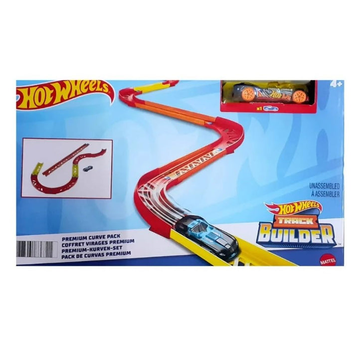 Toy Car Track Set, Track Builder Unlimited Playset Premium Curve Pack, 16 Component Parts & 1:64 Scale Vehicle