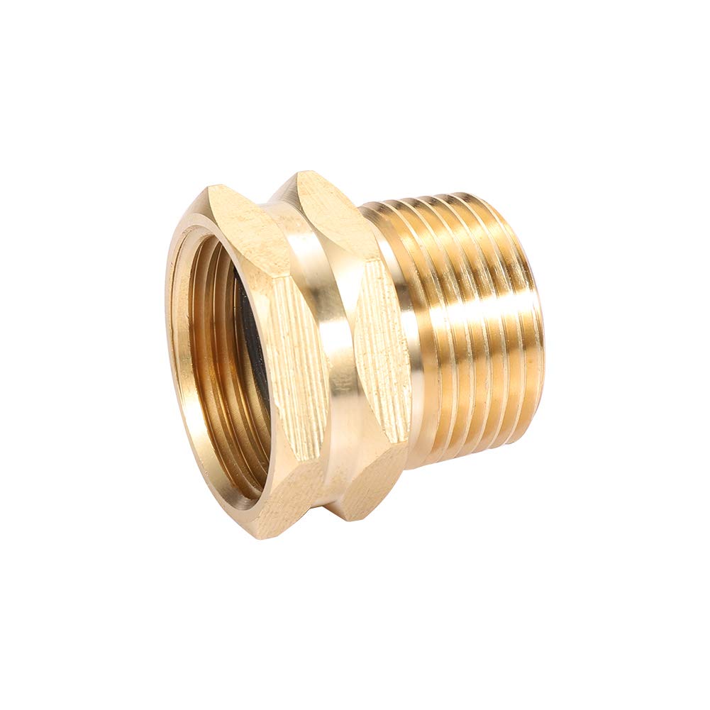 Brass Garden Hose Adapter, 3/4” GHT Female x 3/4” NPT Male Connector,GHT to NPT Adapter Brass Fitting,Brass Garden Hose to Pipe Fittings Connect 2pcs (3/4” GHT Female x 3/4” NPT Male)