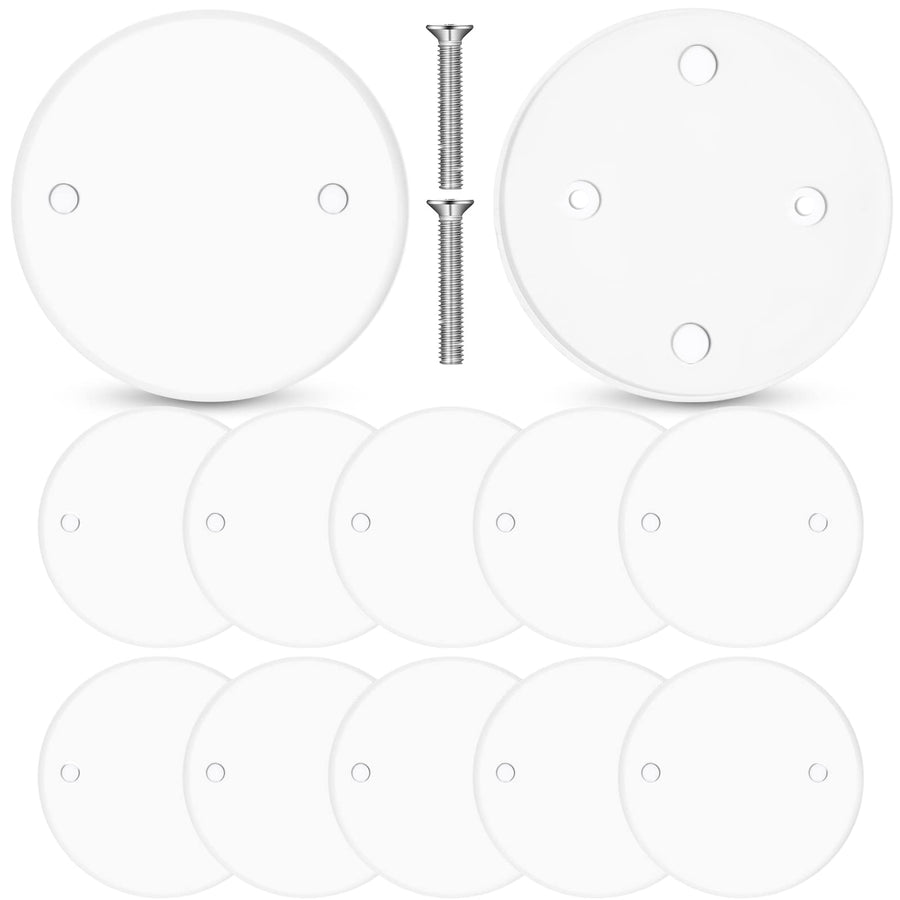 Ceiling Cover Plate Flat Round Electrical Cover Blank Circle Wall Plate with 4mm Screws Ceiling Fan Switch Cap Cover, 4.32 Inches in Diameter, White (12)