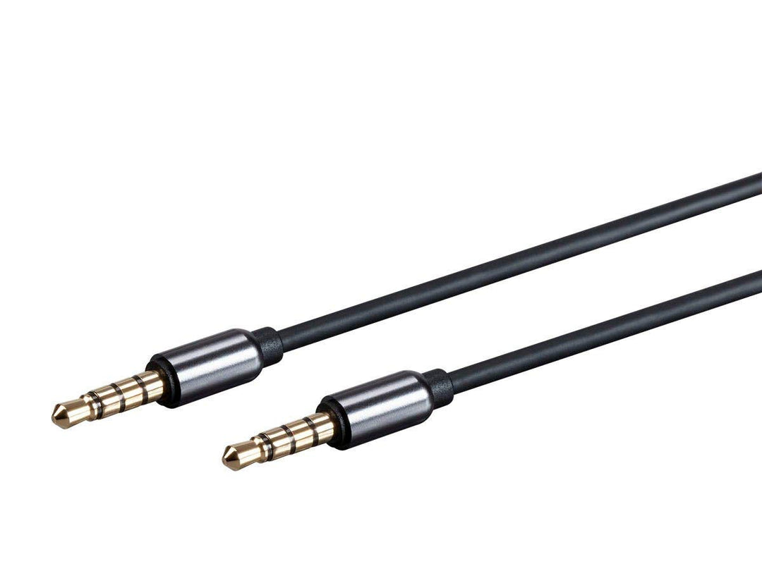 Auxiliary 3.5mm TRRS Audio & Microphone Cable - Use with Smartphones and Tablets, Gold Plated, 3 Feet, Black - Onyx Series