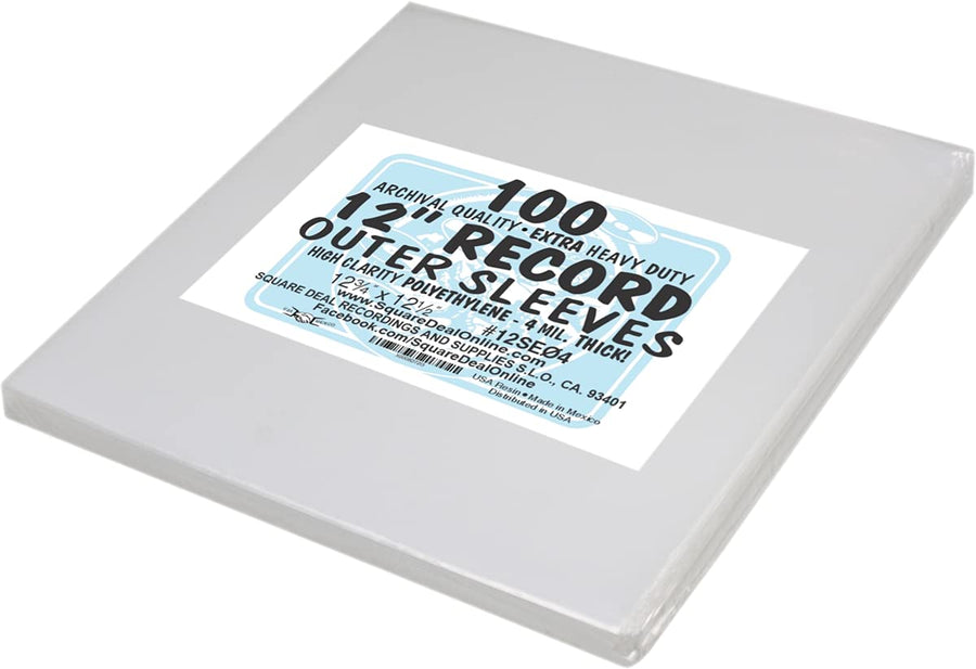 (100) 12 Record Outer Sleeves - EXTRA HEAVY DUTY 4 Mil Thick - Soft Polyethylene - 12-3/4 x 12-1/2 - Archival Quality