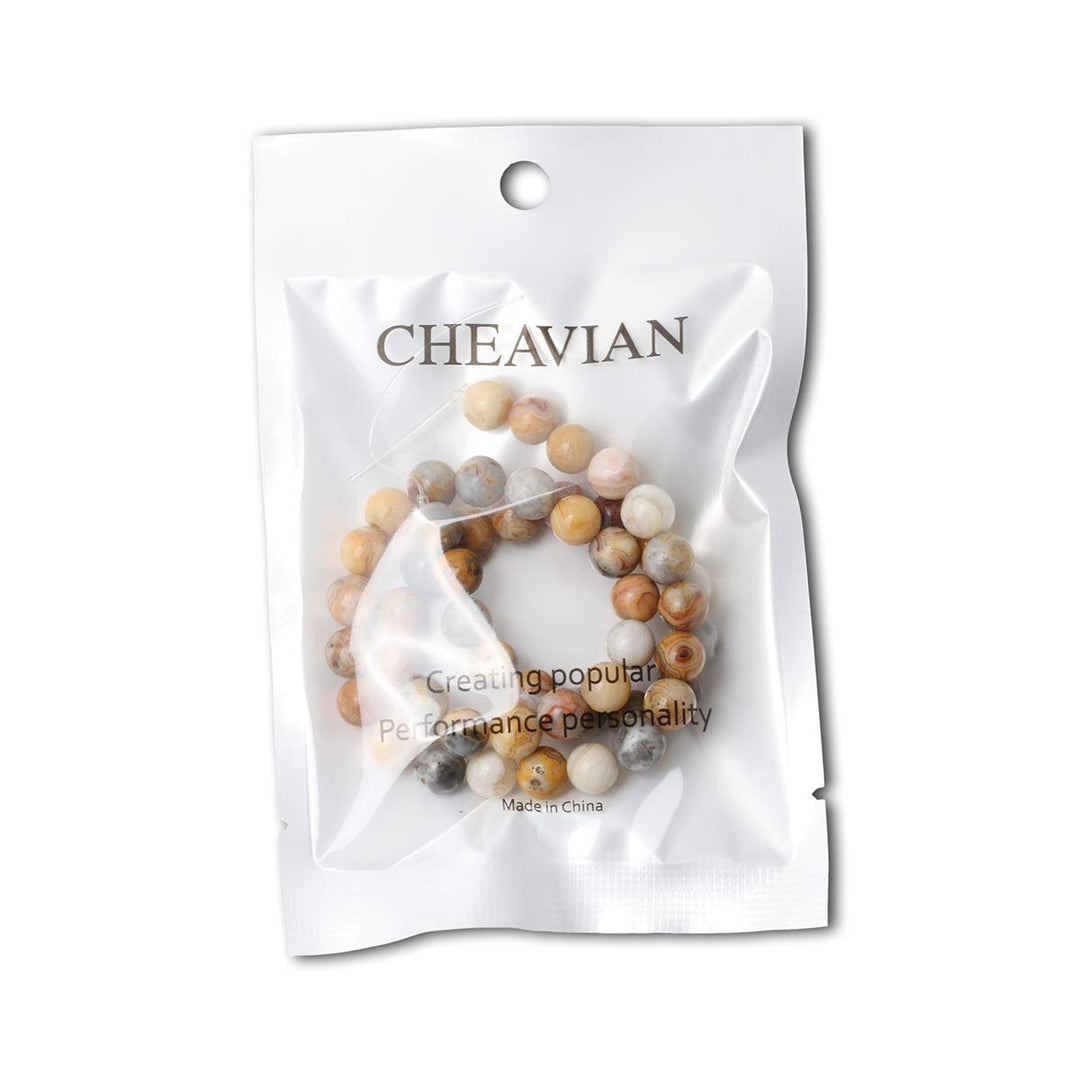 45PCS 8mm Natural Yellow Crazy Lace Agate Gemstone Round Loose Beads for Jewelry Making 1 Strand 15