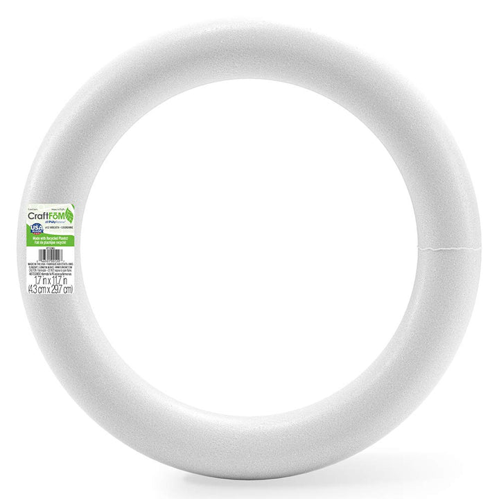 Floracraft FLOXT12WU White Flora Craft Styrofoam Extruded Wreath, 12