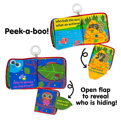 Peek-A-Boo Forest Soft Baby Book - Clip-On Cloth Book - Washable Crinkling Fabric Pages for Sensory Play - Teething and Learning Toys for Babies - 6 Months and Up