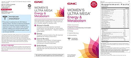 Womens Ultra Mega Energy and Metabolism Multivitamin for Women, 90 Count, for Increased Energy, Metablism, and Calorie Burning