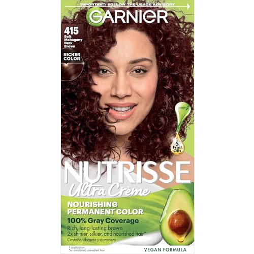 Hair Color Nutrisse Nourishing Creme, 415 Soft Mahogany Brown (Raspberry Truffle) Permanent Hair Dye, 1 Count (Packaging May Vary)