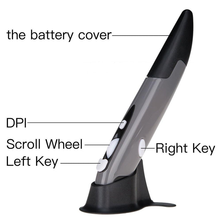 Wireless Optical Pocket Pen Mouse, 2.4GHZ USB Wireless Optical Pen Mouse 800/1200/1600 DPI Adjustable Handwriting Mini Air Mouse Mice for PC Laptop Notebook Computer Mac (Grey)