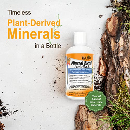 Fulvic Humic Mineral Blend Liquid 3-Pack – Fulvic Acid Supplement with 70+ Trace Minerals, Electrolytes for Recovery, Balance & Energy, 32 Oz Ea + 1 Oz Cup Ea