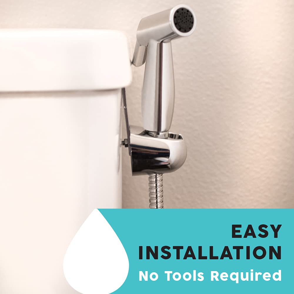 JP's Handheld Bidet Sprayer for Toilets, Bidet and Diaper Sprayer Attachment Installs In Ten Minutes for Home or Rentals, Complete DIY Kit with Adjustable Pressure T-Valve (PALM CONTROL)