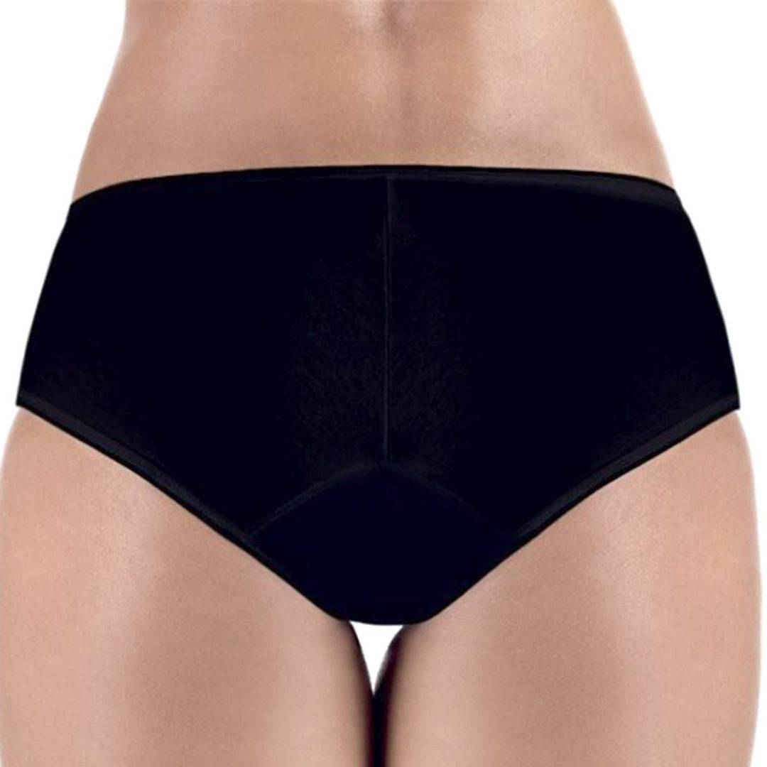 Washable Urinary Incontinence Bikini Underwear for Women with Front Absorbent Area (Black, Large)