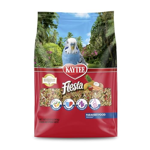 Fiesta Parakeet Food, Nutritious and Fun Blend, Supports Skin, Feather, Digestion, Brain and Heart Health, 4.5 pounds
