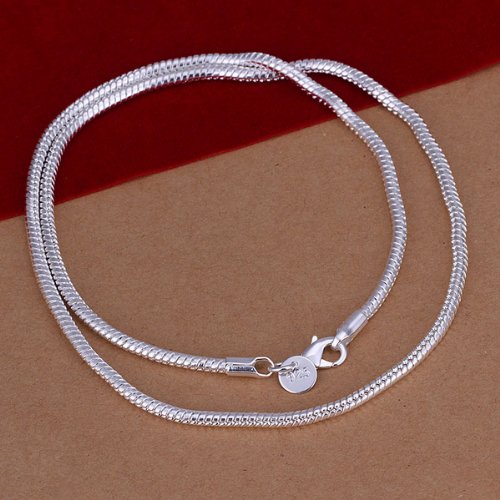 Sterling Silver Snake Chain Necklace, 24Inches, 3MM, Unisex