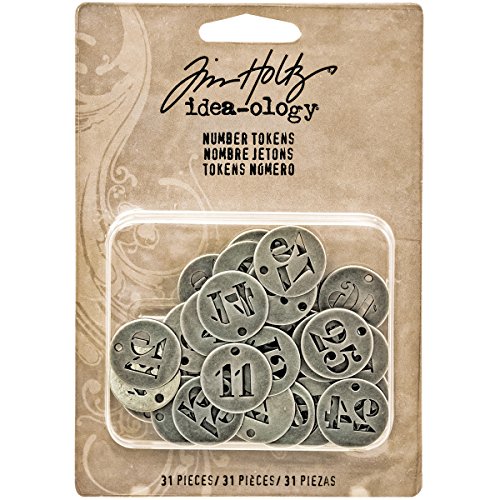 Metal Number Tokens 31/Pack, 3/4 Inch Each, Antique Nickel (TH93244)