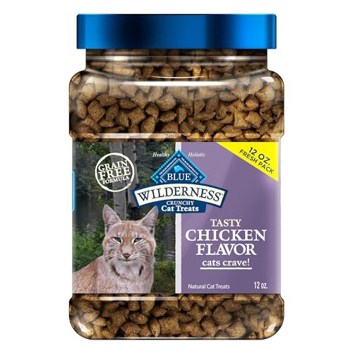 Wilderness Crunchy Cat Treats, Grain-Free Treats for Cats Made with Natural Ingredients, Great for Training, Tasty Chicken Flavor, 12-oz. Tub