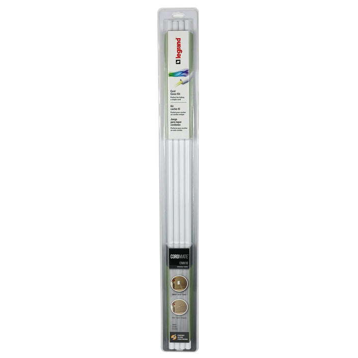 Legrand - Kit Cordmate, Organizer and Hider, Cover, Concealer, and Protector for Wall, Single Cord, CMK10, Paintable