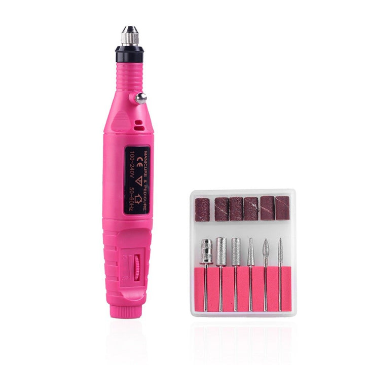 1Set Professional Electric Nail Kit Nail File Nail Tips Manicure Machine Electric Nail Art Pen Pedicure 6 Bits Nail Art Tools Kit Nail Drill Machine