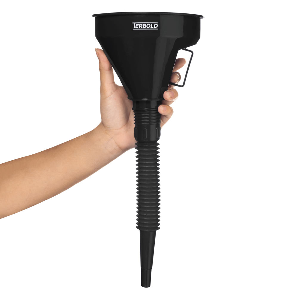 Automotive Flex Funnel with Hose | Wide Mouth Flexible Oil Funnel for Automotive Use - Gas, Transmission Fluid, Car Fuel, Oil Change (Black)
