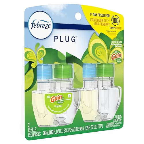 Plug in Air Freshener and Odor Eliminator, Scented Oil Refill, Gain Original Scent, 0.87 Fl Oz (Pack of 2)