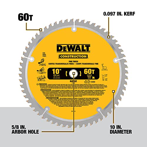 10-Inch Miter Saw Blades/Table Saw Blades, 2-Blade Combo, 60-Tooth & 32-Tooth Pack (DW3106P5)