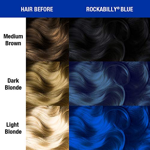 Rockabilly Blue Hair Dye - Amplified - Semi Permanent Strongest True Neutral Blue Hair Color For Dark or Light Hair – Vegan, PPD & Ammonia-Free (4oz)
