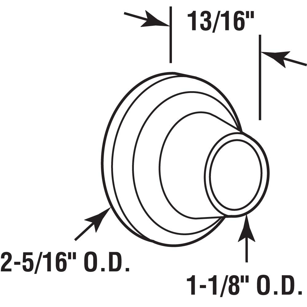 Products J 4540 Wall Stop, 2-1/2 in. Outside Diameter Steel Cover w/1-1/8 in. Round Rubber Bumper