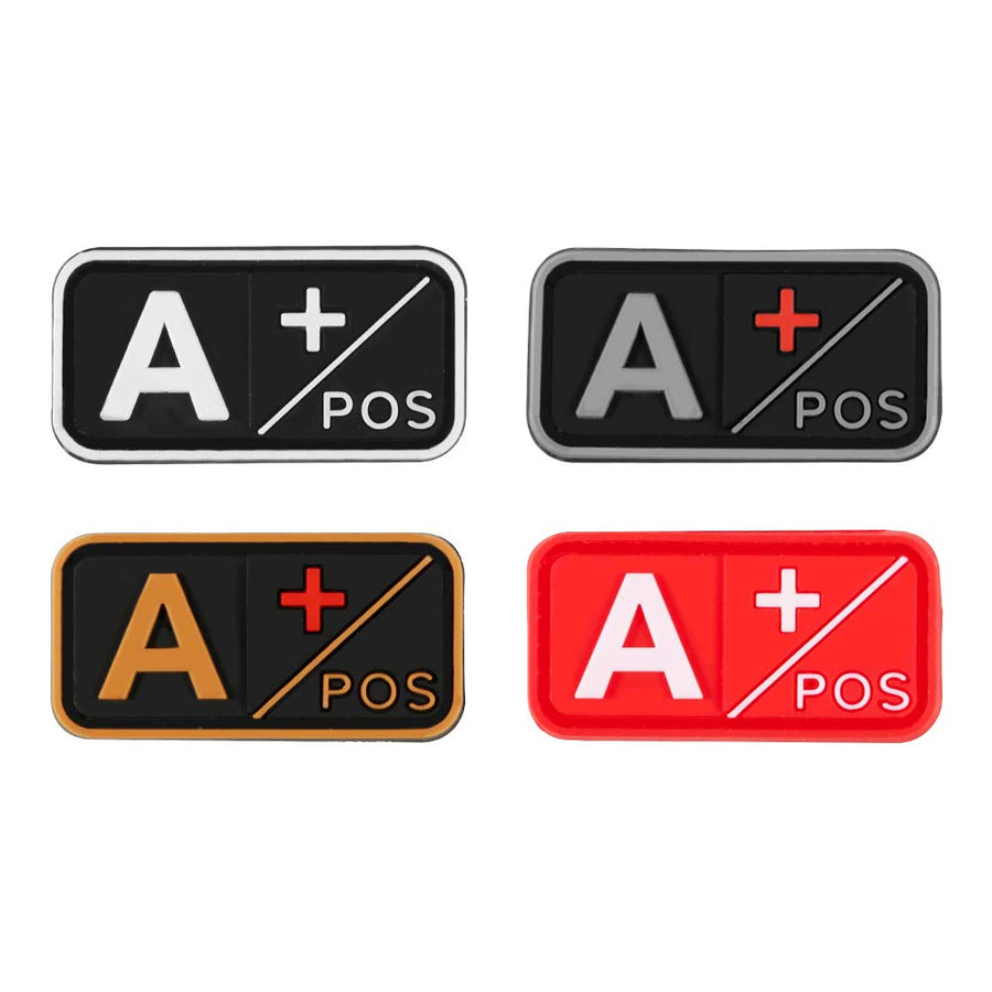 Blood Type Patch Kit 3D PVC A+ B+ AB+ O+ Positive A- B- AB- O- Negative Rubber Fastener (A+)