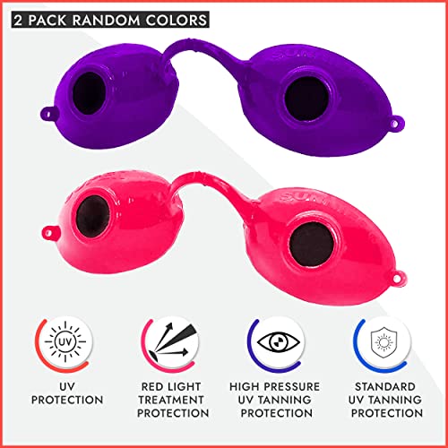 UV Eye Protection FDA compliant Tanning Goggles Eyeshields, 2 Pairs in Random Colors