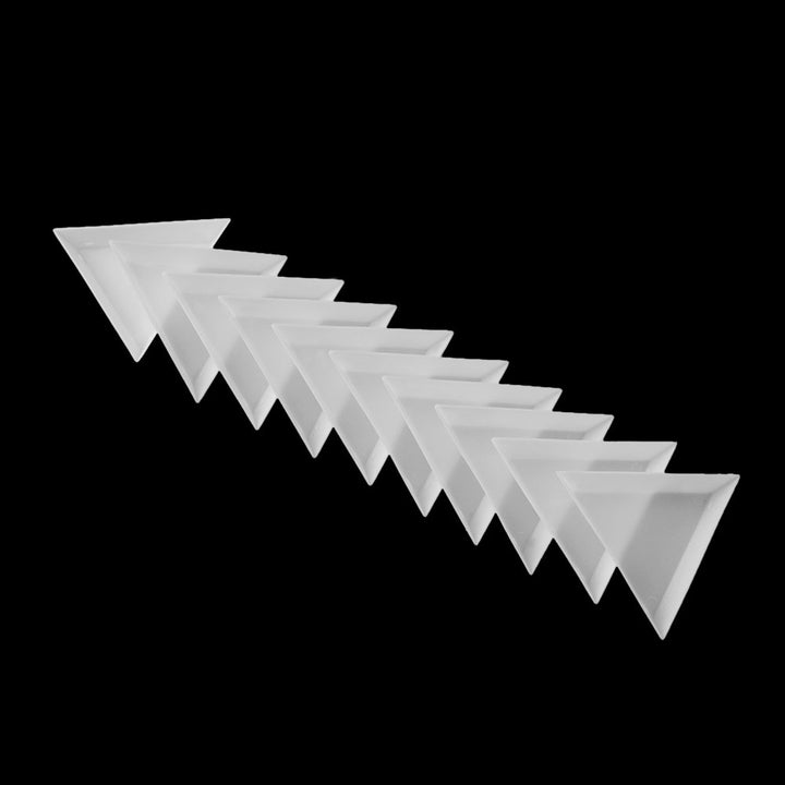 White Plastic Triangle Tray Nail Art Rhinestones Gems Crystal Beads Sorting Tray Manicure Tool