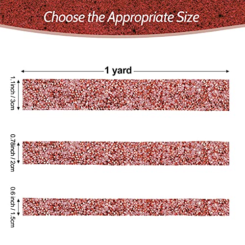 Bling Crystal Rhinestone Ribbon, DIY Self-Adhesive Rhinestone Sticker Ribbon for Wedding Cakes Birthday Crafts Decorations (Pink and Rose Gold,1.1 Inch Wide)