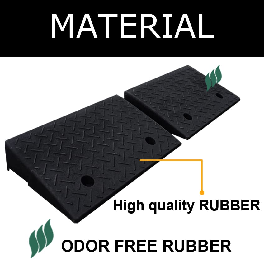 2 Pack Rubber Curb Ramps, 5.5 Inch Rise Heavy Duty Driveway Curb Ramps, Odor Free Rubber Made Curb Ramps for Driveway, Loading Dock, Sidewalk Industrial Grade Curb Ramps