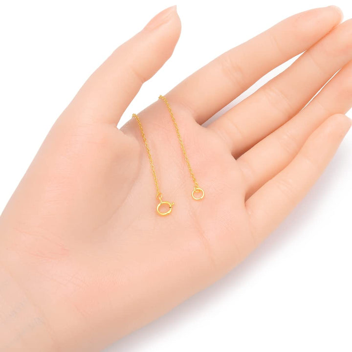 1pc Real Gold Plated 925 Sterling Silver Chain Extender with Clasp 4 Inch Thin Strong Cable Chain Extension for Necklace Anklet Bracelet Jewelry Making SS288-4