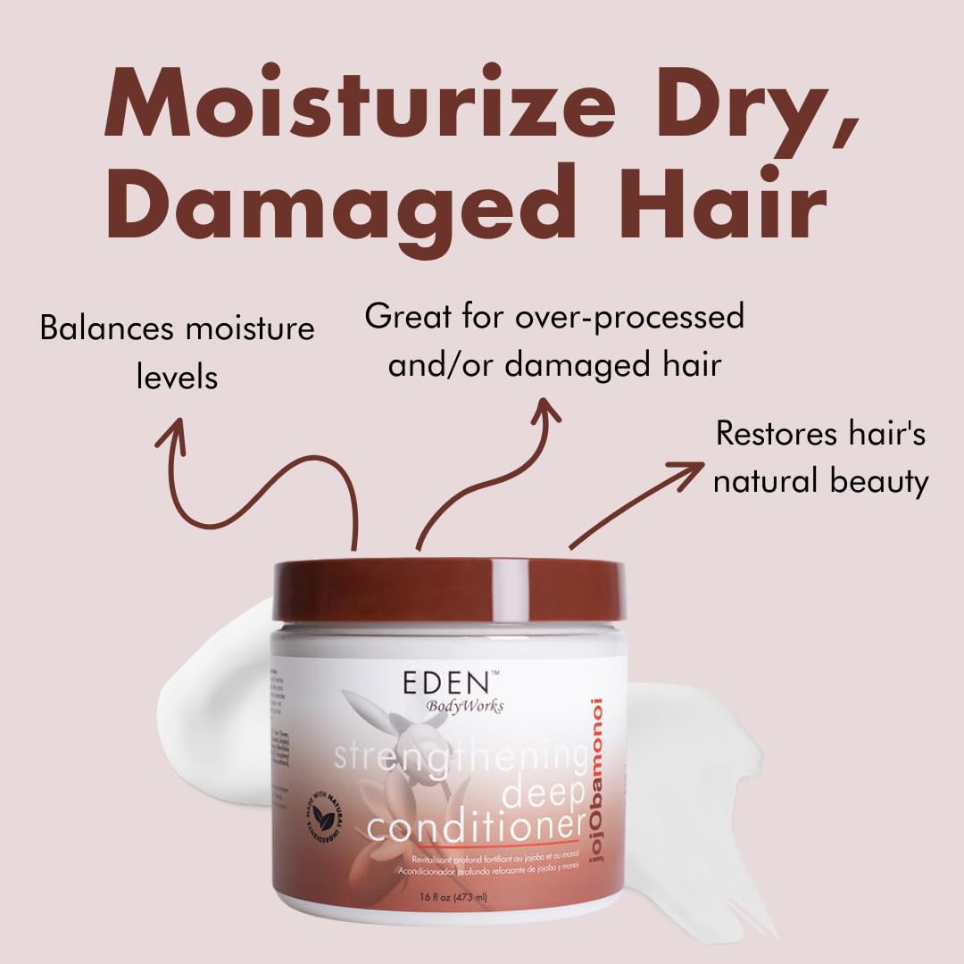 JoJoba Monoi Deep Conditioner | 16 oz | Moisturize, Soften & Repair Hair - Packaging May Vary