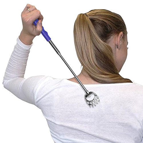 Telescoping Back Scratcher 5 Pack - Extendable Telescope Back Scratchers - Bear Claw Metal Telescopic Backscratcher Eliminating Back Itching in Black, Blue, Green, Purple, Red color
