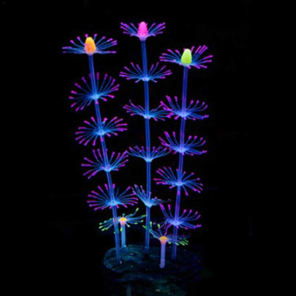 Aquarium Fish Tank Ornament,Simulation Coral Plant Decorations Glowing Silicone Accessories 4pack (1)