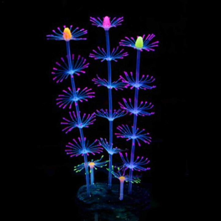 Aquarium Fish Tank Ornament,Simulation Coral Plant Decorations Glowing Silicone Accessories 4pack (1)