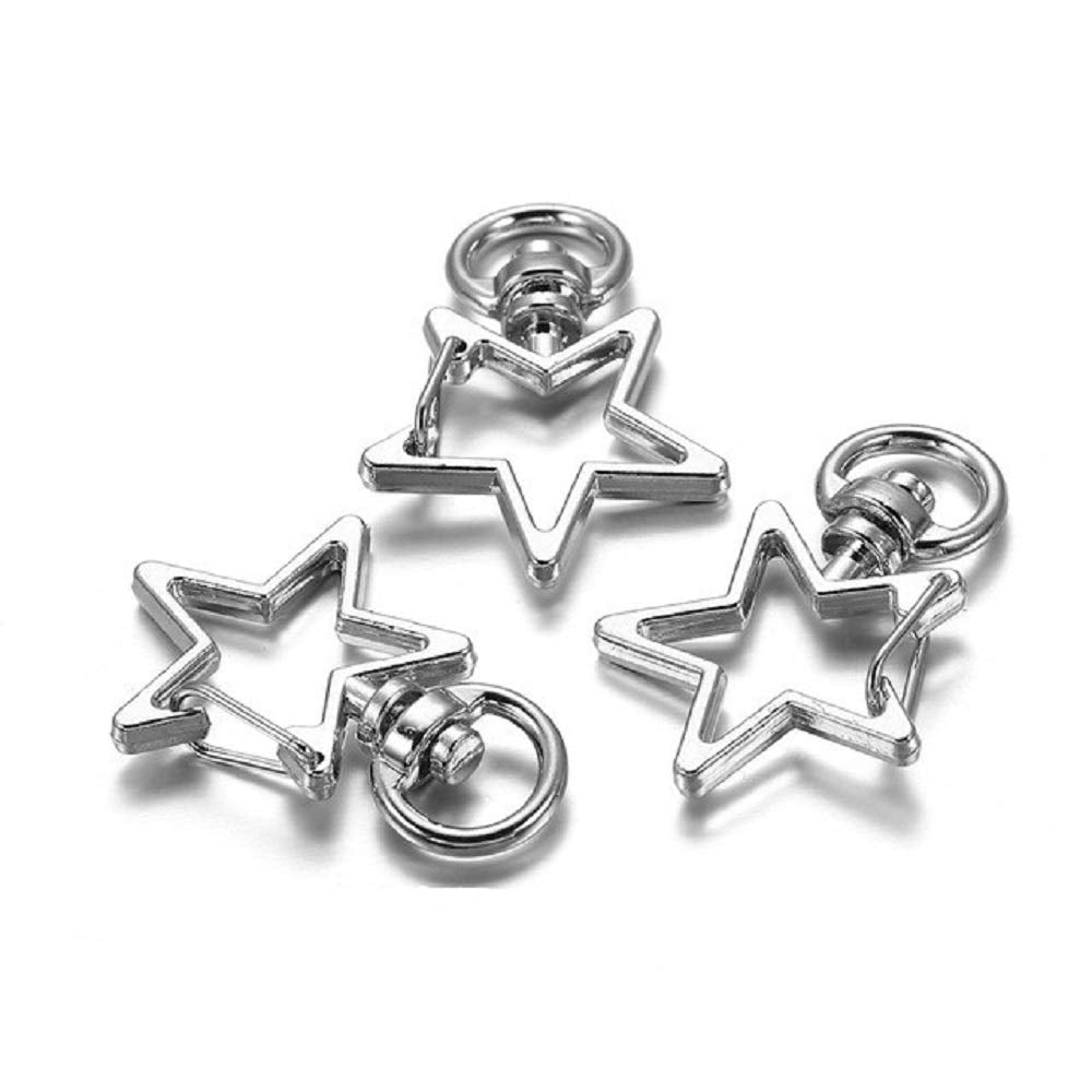 40PCS Metal Star Shape Claw Swivel Lobster Clasp,Snap Hook with Key Rings,DIY Accessories for Bag,Keychains,Jewelry Making Silver and Golden