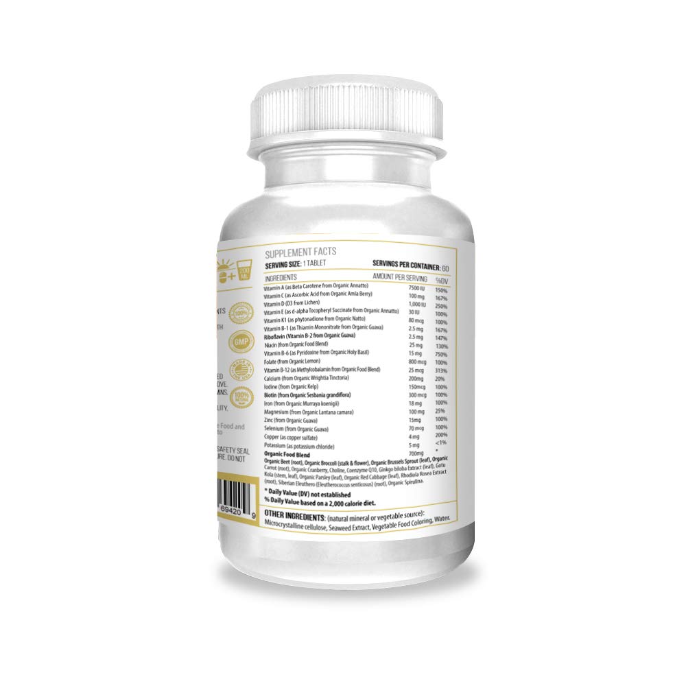 Actif Organic Multivitamin for Women Age 30+ with 30 Organic Vitamins and Organic Herbs, Non-GMO, Made in USA, 2-Month Supply