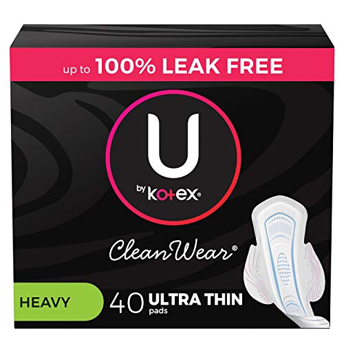 CleanWear Ultra Thin Feminine Pads with Wings, Heavy Absorbency, 40 Count