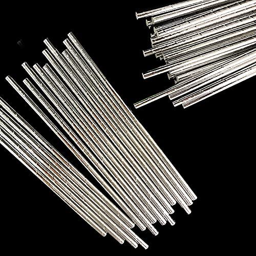 Metallic Silver Paper Straws, Biodegradable Disposable Party Drinking Straws, Pack of 100