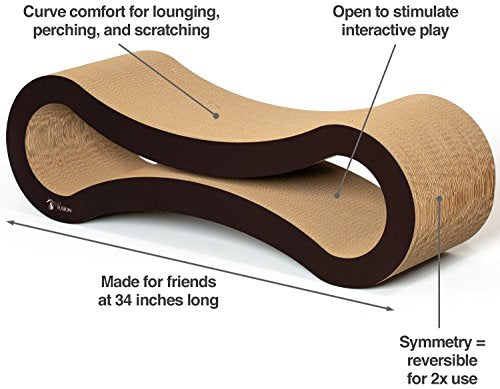 Ultimate Cat Scratch Lounge, Cat Scratchers for Indoor Cats, Reversible & Durable, Made from Recycled Corrugated Cardboard, Walnut Brown