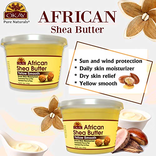 Smooth All Natural,100% Pure Unrefined Daily Skin Moisturizer For Skin & Hair Yellow, Shea Butter, 13 oz