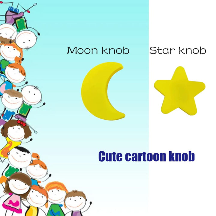 6Pcs Soft Rubber Knobs Cartoon Moon / Star Shape Cabinet Knobs Room Decoration Yellow Cabinet Finger Edge Pulls Cute Knobs for Cabinets, Doors, Dresser, Cupboards (Yellow)