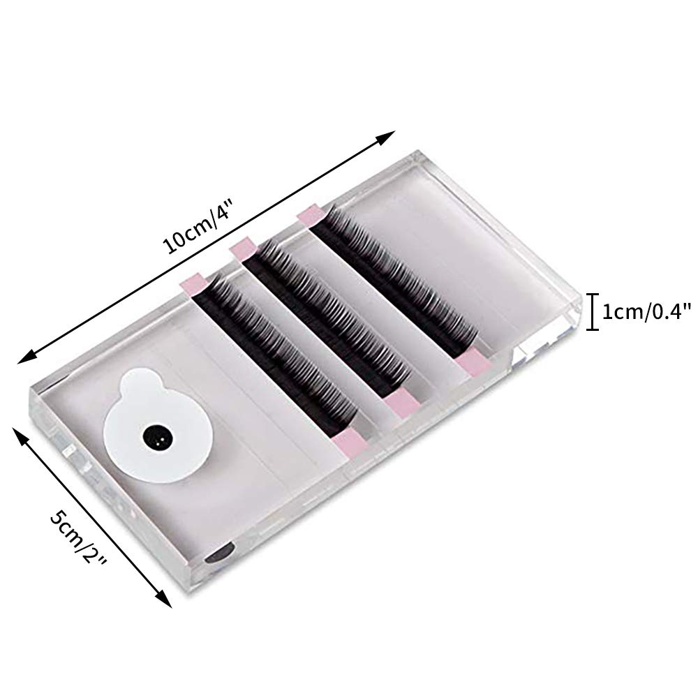Glass False Lash Holder, 4'' x 2'' x 0.4''Lash Pallet for Lash Extensions, 2-in-1 Crystal False Lashes Adhesive Glue Pallet Holder for Eyelash Extensions