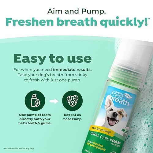 Fresh Breath Dental Foam Spray for Dogs & Cats | Quick Breath Freshener and Teeth Cleaning Solution | Made in The USA | 4.5oz.