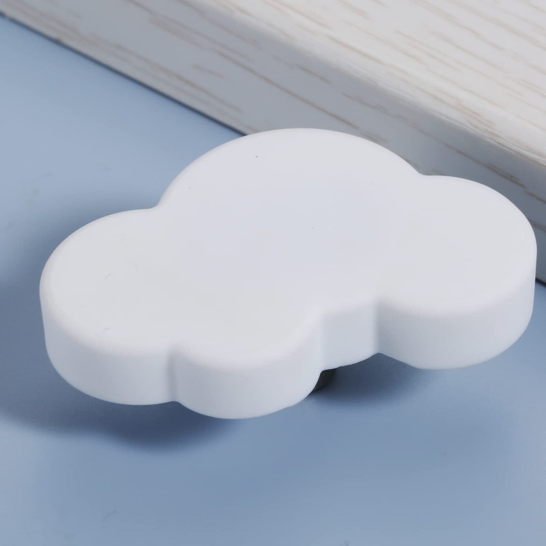 Cloud Cartoon Kids Room Knob, 4.5cm Cute White Dresser Handles Soft Rubber Decor Pull for Door Wardrobe Toy Organizer Box Bookcase Bedroom Single Hole