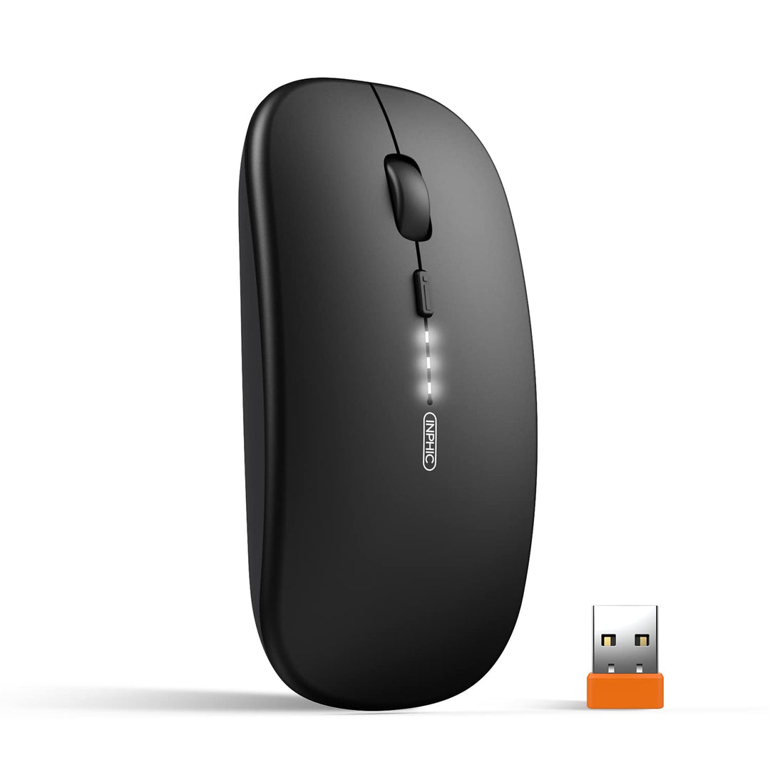 Wireless Mouse Rechargeable, 2.4G Slim Mouse 700mAh, Silent Computer Mouse with USB Receiver, 3 Adjustable DPI Travel Mouse